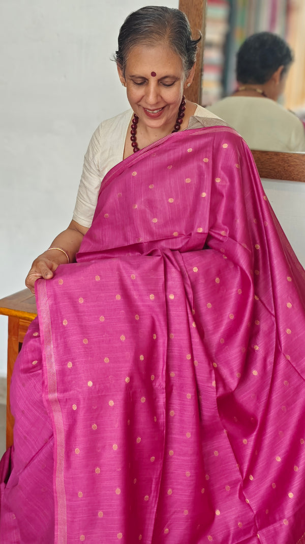 Dark Pink Semi Silk Saree - GC42