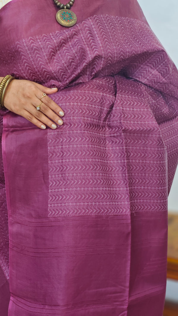 Wine Semi Tussar Silk Saree - 34NU