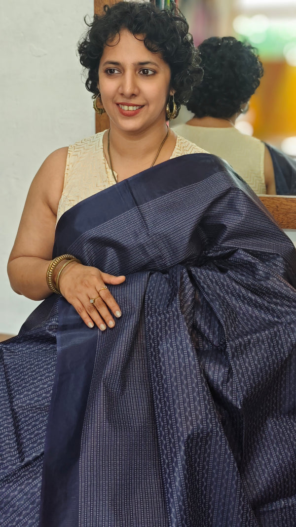 Indigo Semi Tussar Silk Saree - 34NU