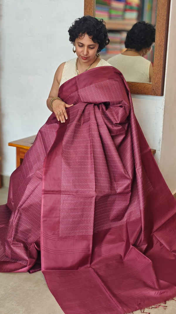 Maroon Semi Tussar Silk Saree - 34NU