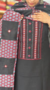 Black Cotton Suit with Patch work Dupatta - XC33