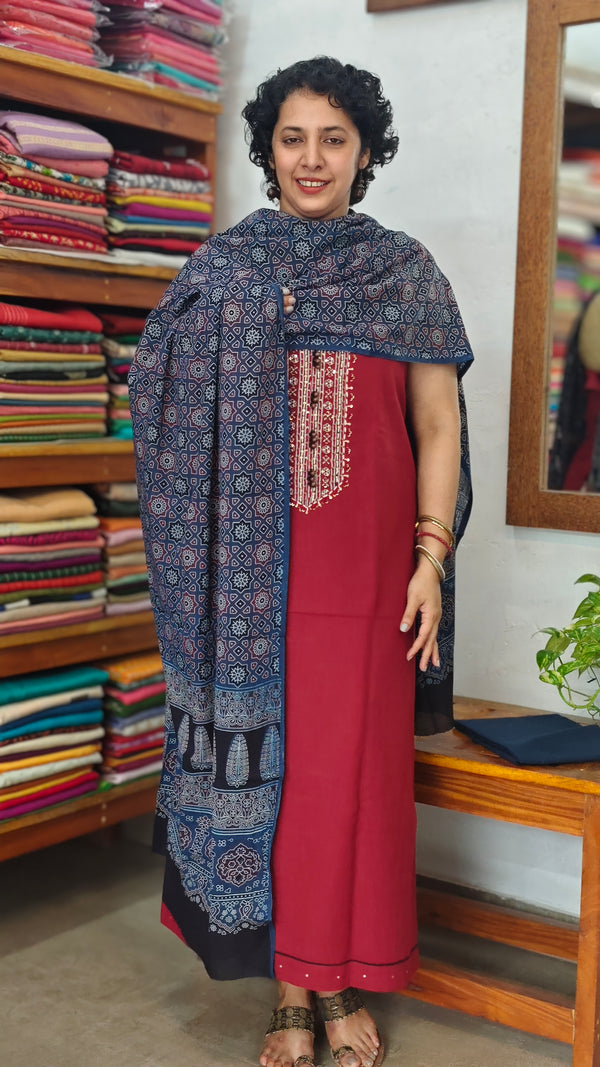 Red and Blue Cotton Suit - XC33