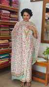 White Floral Printed Cotton Suit - XC33