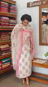 Off white and pink Cotton Printed Suit - XC33
