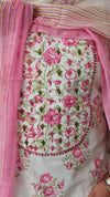 Off white and pink Cotton Printed Suit - XC33