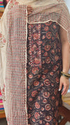 Black Ajrakh Printed Cotton Suit with Chiffon Dupatta - XC33