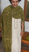 Off White Cotton Suit with Green printed dupatta - XC33