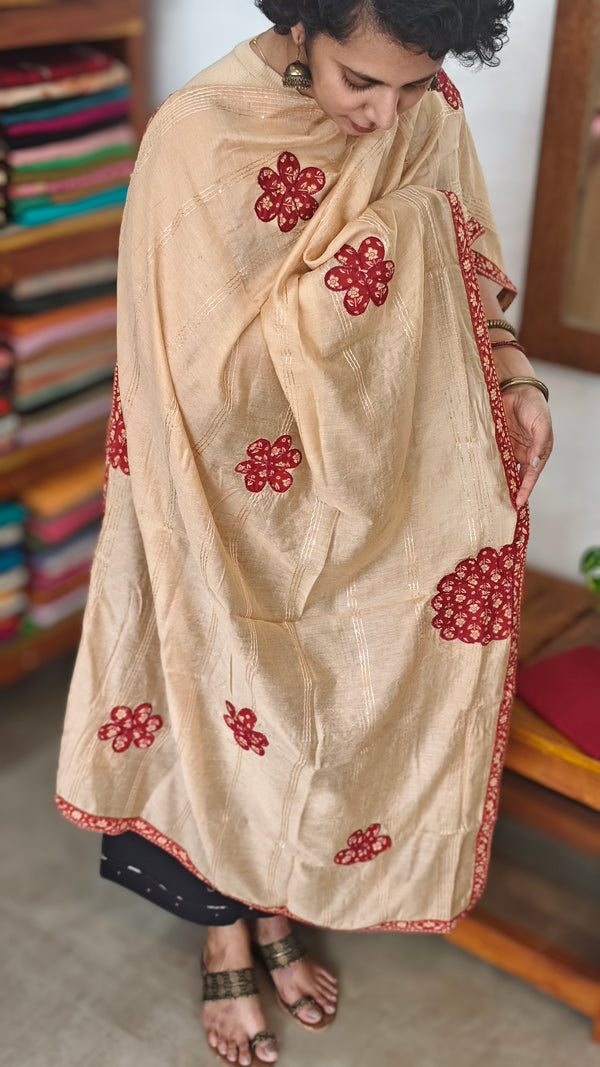 Black cotton suit with chanderi dupatta - XC33