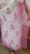 Lilac printed cotton suit with chiffon dupatta - XC33