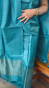 Peacock Green Zari Woven Tussar silk Suit - PT18