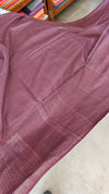 Mauve Wine Thin Striped Semi Silk Saree - BGR9