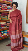 Maroon Thin Striped Semi Silk Saree - BGR9