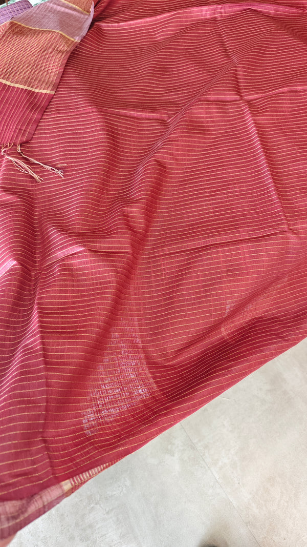Maroon Thin Striped Semi Silk Saree - BGR9