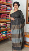 Black Thin Striped Semi Silk Saree - BGR9