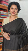 Black Thin Striped Semi Silk Saree - BGR9