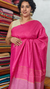 Hot Pink Thin Striped Semi Silk Saree - BGR9
