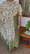 Green and Cream Block Printed Maheshwari Suit - SL291