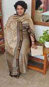 Black and Beige Geometric Block Printed Maheshwari Suit - SL291
