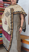 Black Cream and Mauve Block Printed Maheshwari Suit - SL291