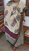 Black Cream and Mauve Block Printed Maheshwari Suit - SL291