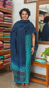 Cyan Blue and Navy Blue Block Printed Modal Cotton Suit