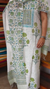 Off white and Green Linen Suit
