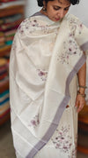 Cream and Gold Zari Woven Semi Silk Suit - D8 - CSU7