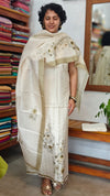 Cream and Gold Zari Woven Semi Silk Suit - D9 - CSU7