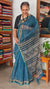 SQ39 - Blue Hand Block Printed Kota Doria Saree
