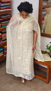 Butter Yellow Embroidered Crushed Organza Suit - 20442
