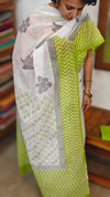 3721 - White and Green Block Printed Kota Suit