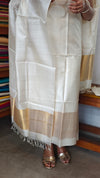 Cream and Gold Tussar Silk Suit - EN08