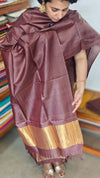 Rosewood Brown and Gold Tussar Silk Suit - EN08