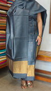 Bluish Grey and Gold Tussar Silk Suit - EN08