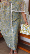 Teal Block Printed Kota Doria Suit - GD331