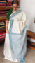 Cream and Blue Block Printed Tepchi Kota Saree - B62N