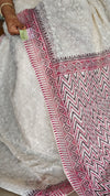Cream and pink Block Printed Tepchi Kota Saree - B62N