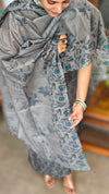 Bluish Grey Floral Printed Noel Tussar Suit - AS56 - 1
