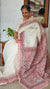 Cream and Peach Block Printed Tepchi Kota Saree - B62N