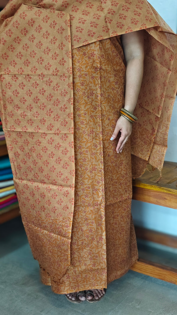 Mustard Floral Printed Noel Tussar Suit - AS56 - 2
