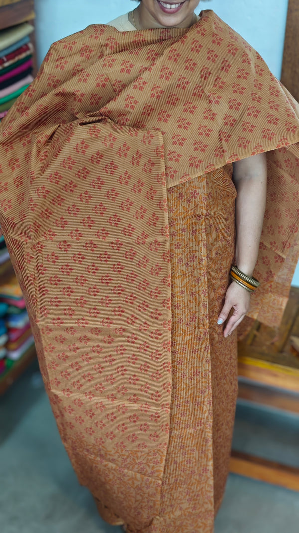 Mustard Floral Printed Noel Tussar Suit - AS56 - 2