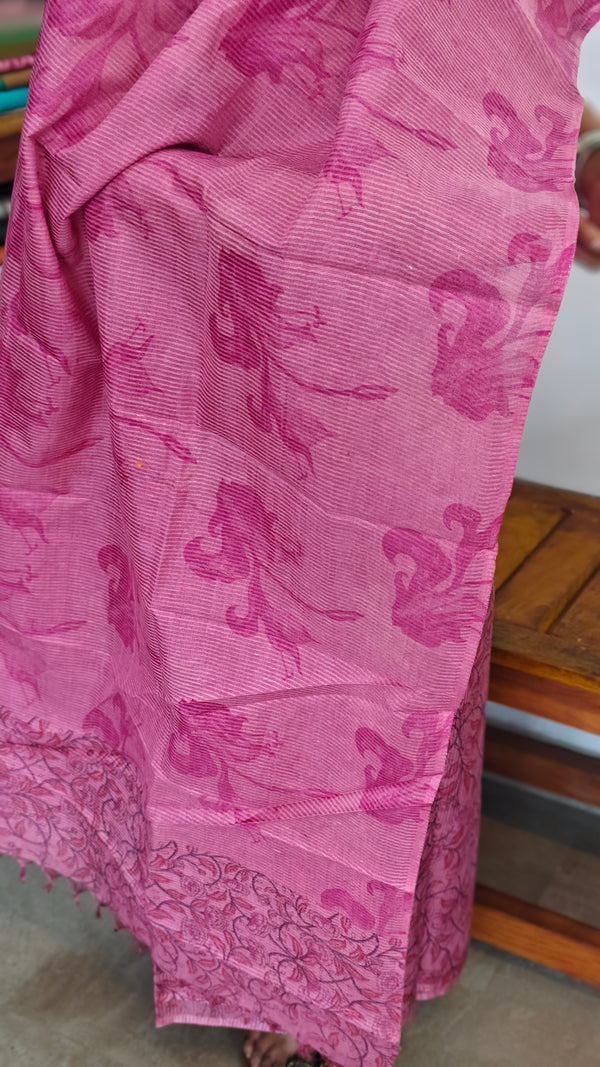 Pink Floral Printed Noel Tussar Suit - AS56