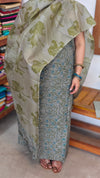 Muted Sage Floral Printed Noel Tussar Suit - AS56