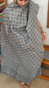 Bluish Grey Floral Printed Noel Tussar Suit - AS56 - 2