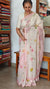Light Beige and Pink Floral Printed Tissue Linen Saree - 32WE