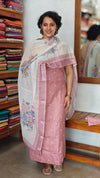 Mauve Embroidered Linen Cotton Embroidered Suit - BVC3
