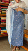 Blue Embroidered Linen Cotton Suit - BVC3