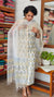 White and Blue Block Printed Kota Doria Suit - GD331