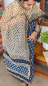 Blue and Beige Block Printed Kota Doria Suit - GD331