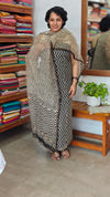 Black and Beige Zig Zag Block Printed Kota Doria Suit - GD331
